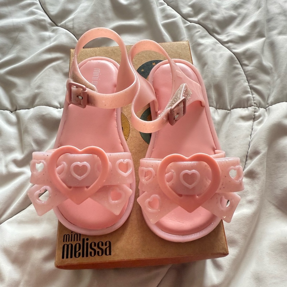 Mini Melissa Pink Heart Kids Sandals